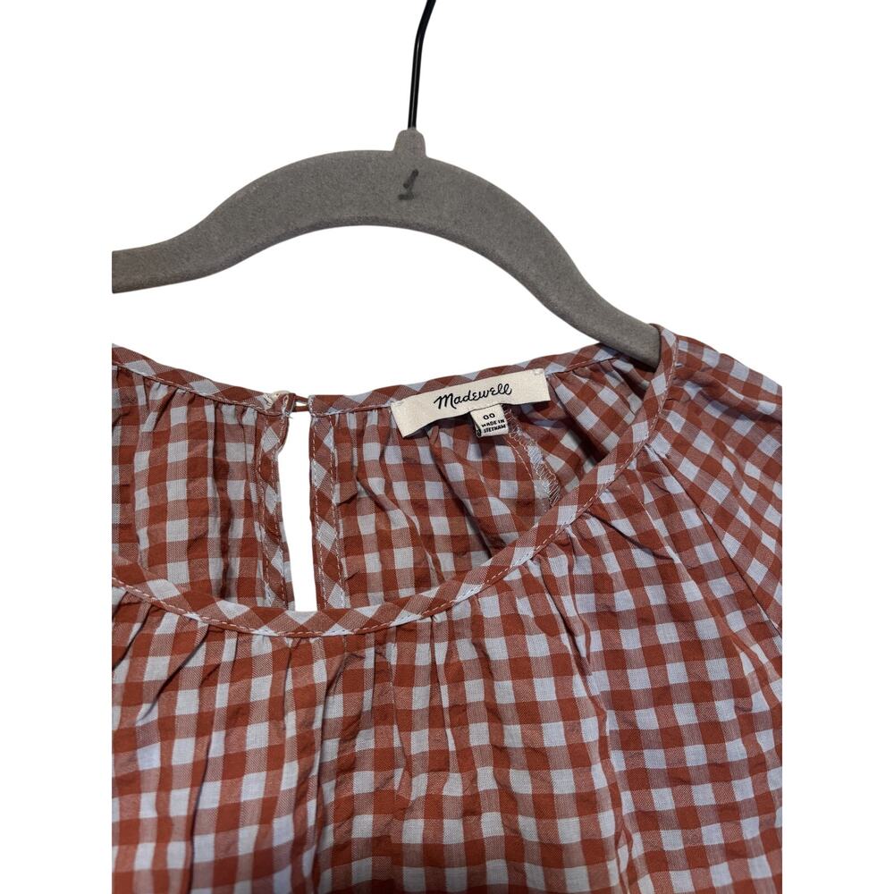 Madewell Rust White Gingham Button Down Dress 00 - Picture 3 of 9